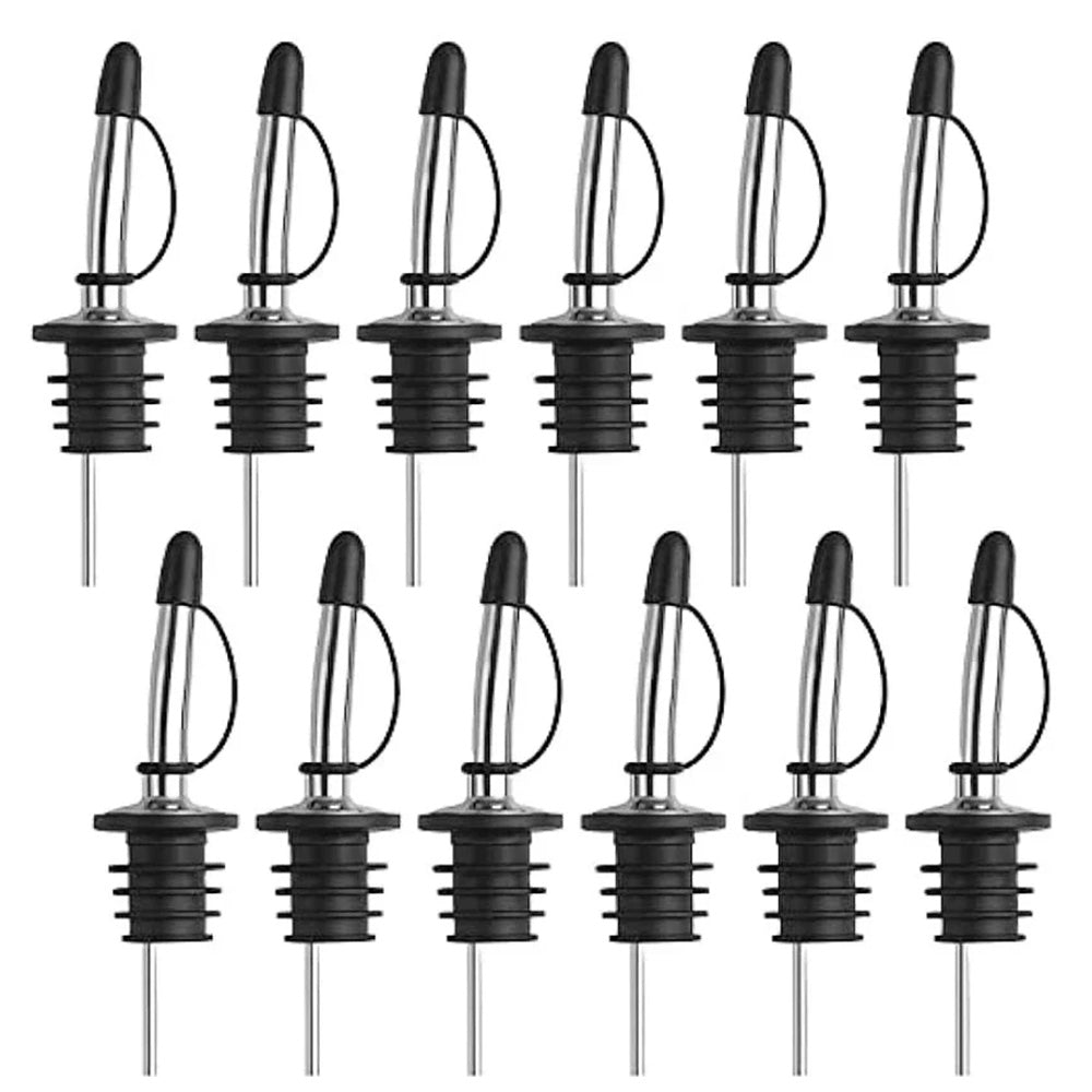 12Pcs Stainless Steel Non Drip Wine Pourers with Dust Caps