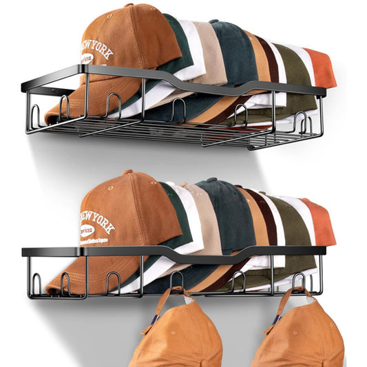 2Pcs Metal Hat Racks for Baseball Caps Wall Hat Organizer Wall Mounted Caps Holder
