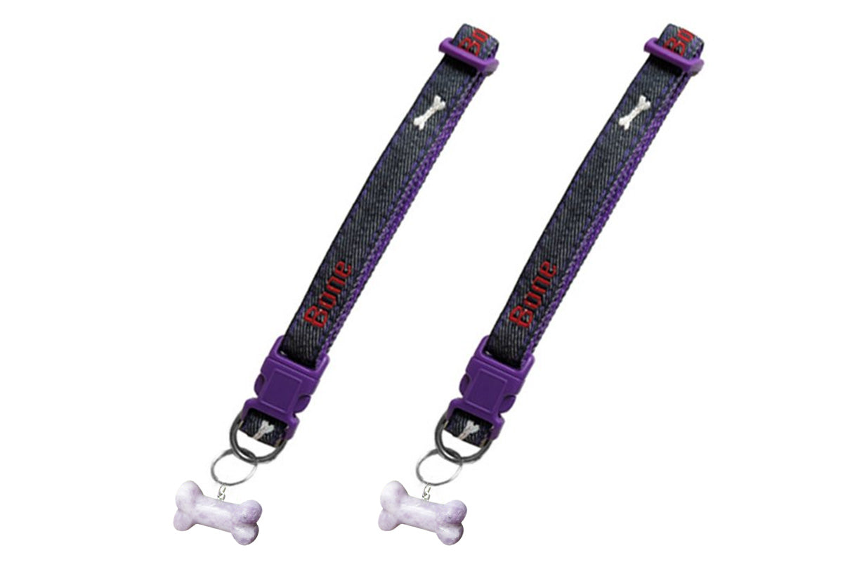 Adjustable Dog Collar with Bone Pendant Nylon Puppy Collar for Small Dogs