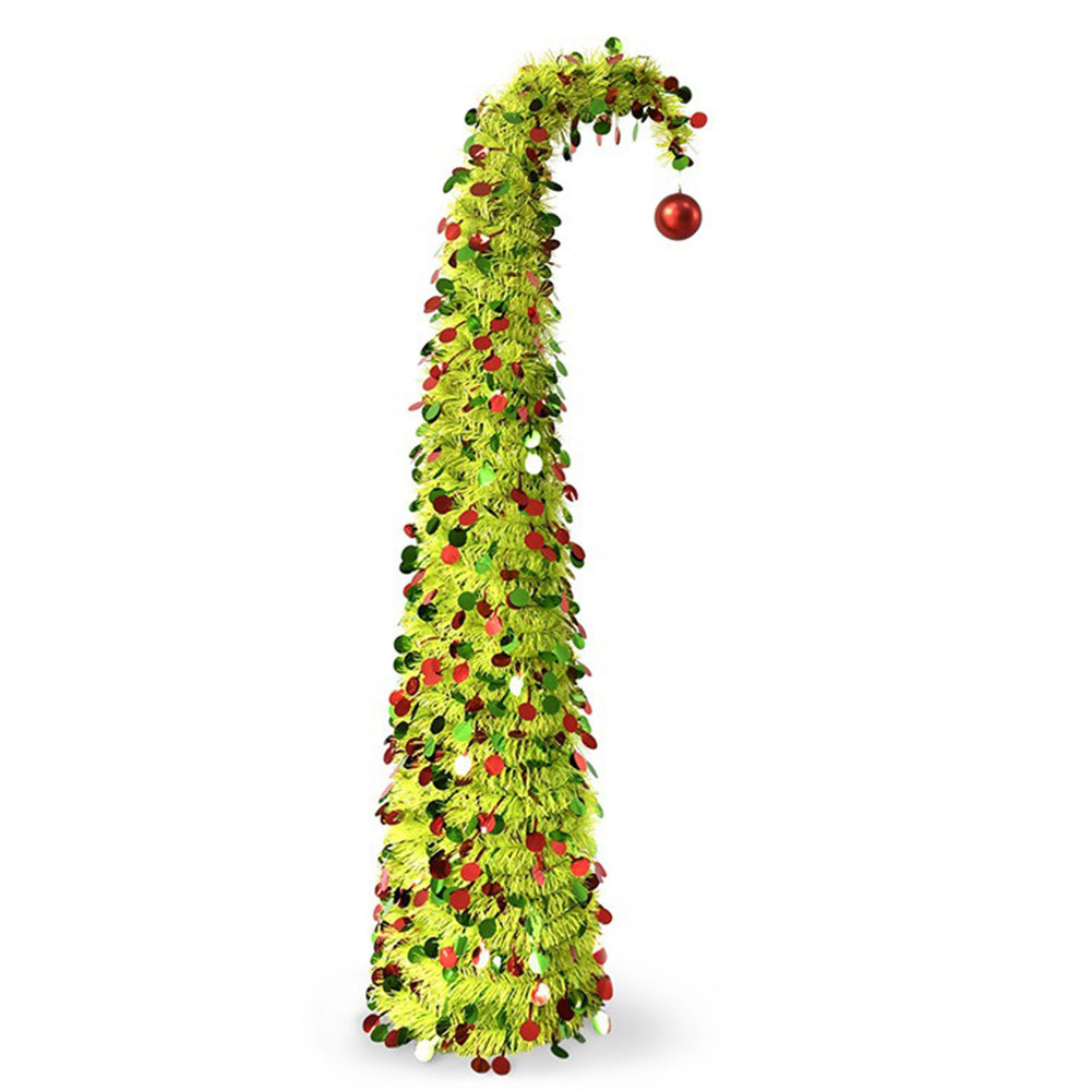 1.5m Tinsel Collapsible Crooked Christmas Tree Xmas Decoration