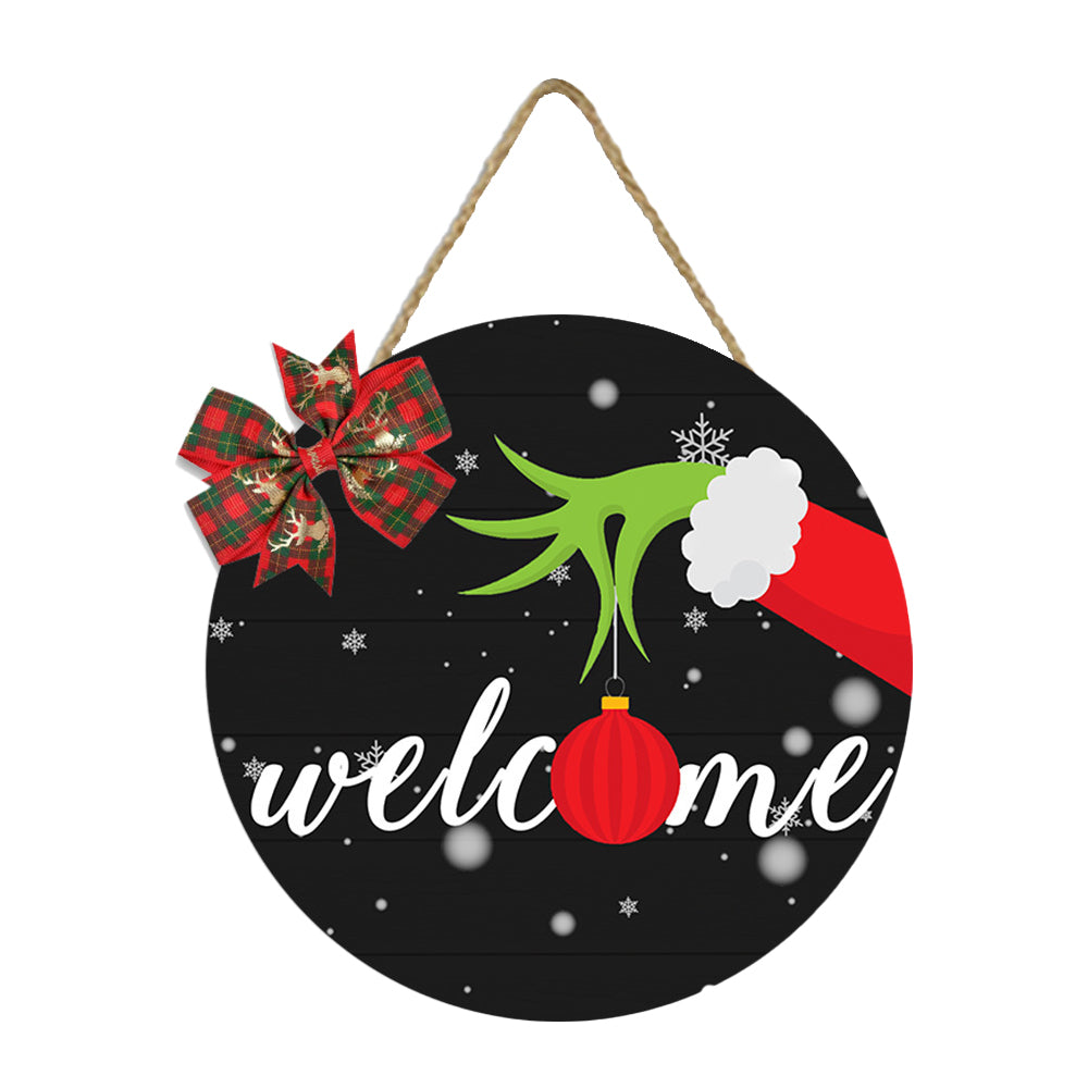 Christmas Door Plate Wooden Sign Christmas Welcome Listing Door Wall Decoration