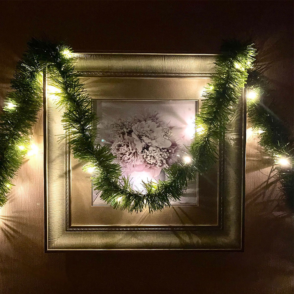 10m Christmas Garland with 100 LED Lights Artificial Wreath Stairs Rattan Decoration