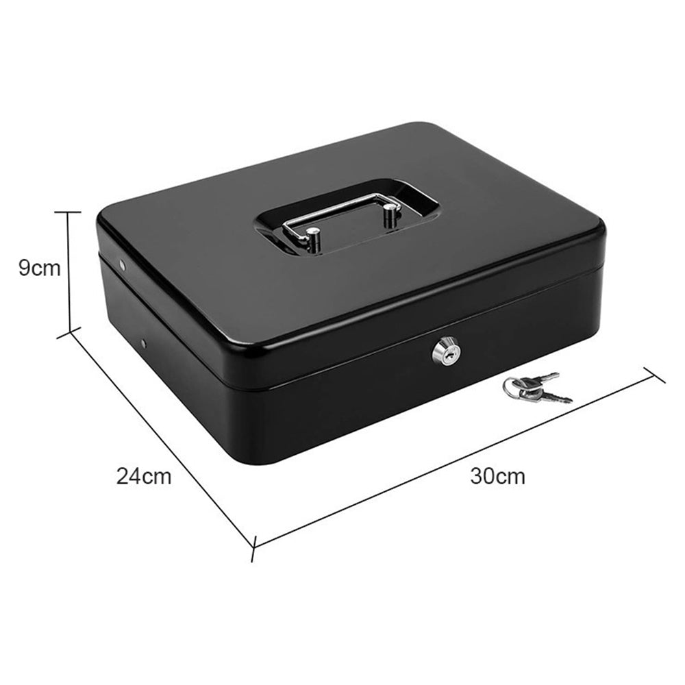 Locking Cash Box with Lock Money Box with Cash Tray
