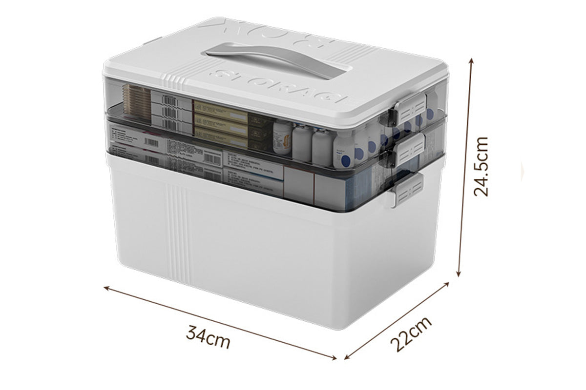 3 Tier Portable Medicine Storage Box Large Capacity Empty First Aid Cabinet for Home