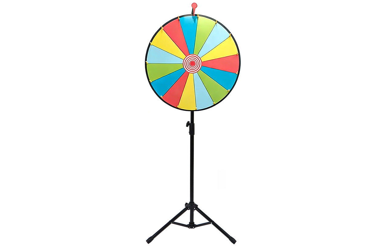 60cm Prize Wheel 15 Slots Colour Spinning Wheel with Adjustable Tripod Floor Stand