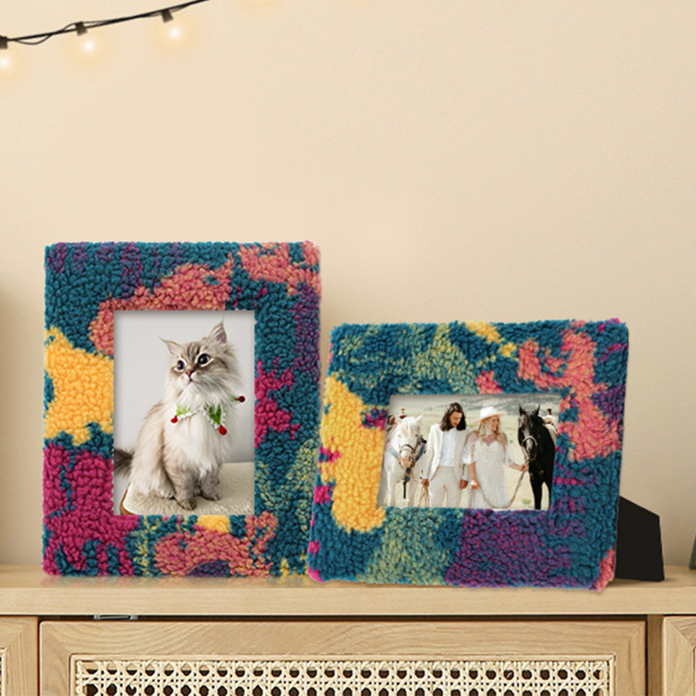 Cute Fluffy Plush Photo Frame With HD Glass Protection-Green
