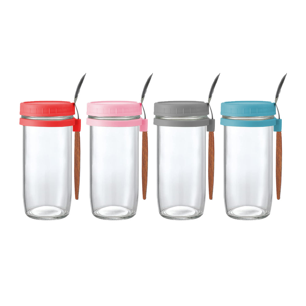 4Pcs 600ML Overnight Oats Containers with Lids and Spoons