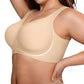 Seamless Wireless Plus Size Bra Full Coverage Comfortable Everyday Support for Women-Beige