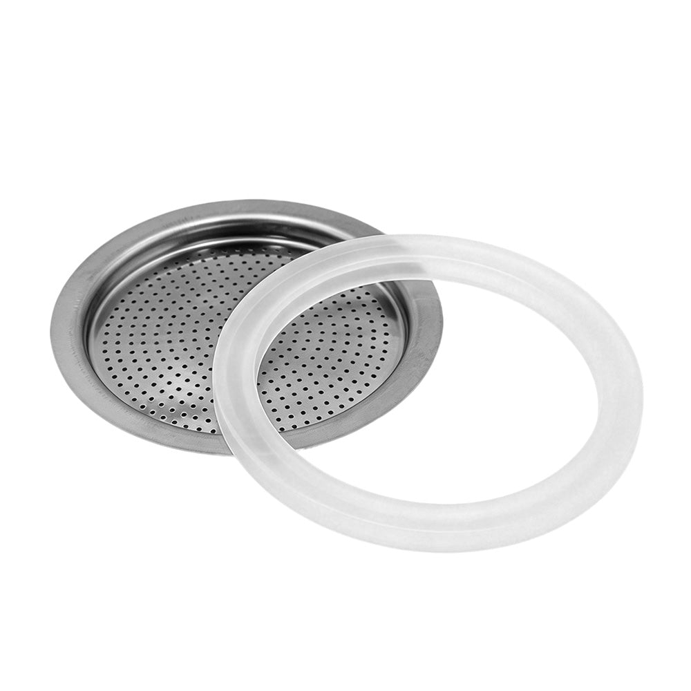 Moka Pot Replacement Silicone Gasket and Aluminium Filter Set