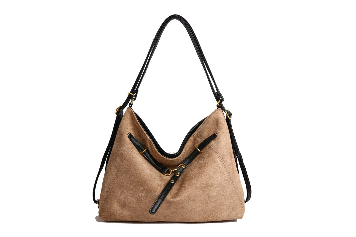 2-In-1 Vintage Suede Hobo Bag Backpack Shoulder Bag