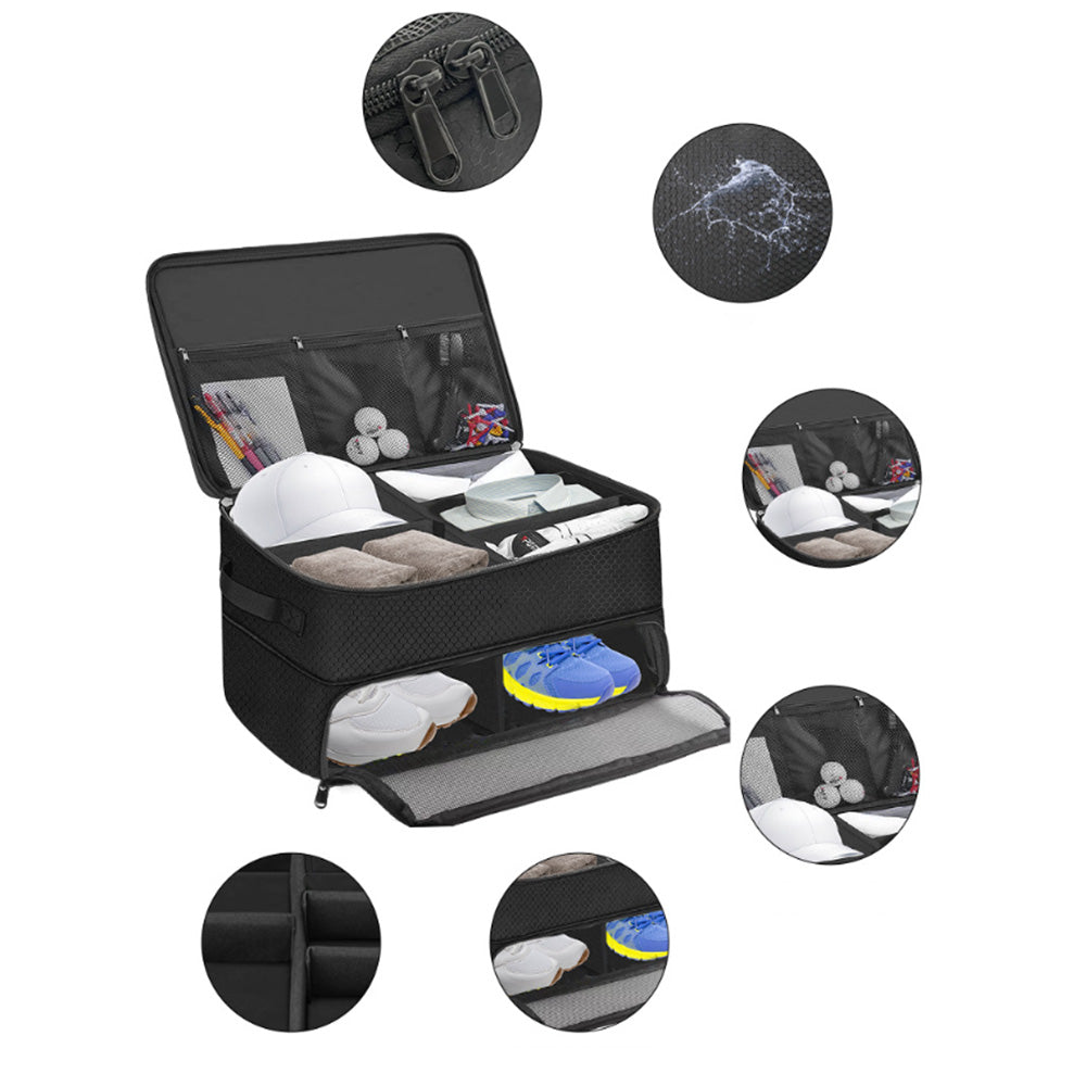 2 Layer Golf Trunk Organizer Car Golf Locker With Separate Ventilated Compartment