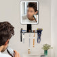 Bathroom Anti Fog Mirror with Lights Built In Shelf No Drilling Installation for Shower Room