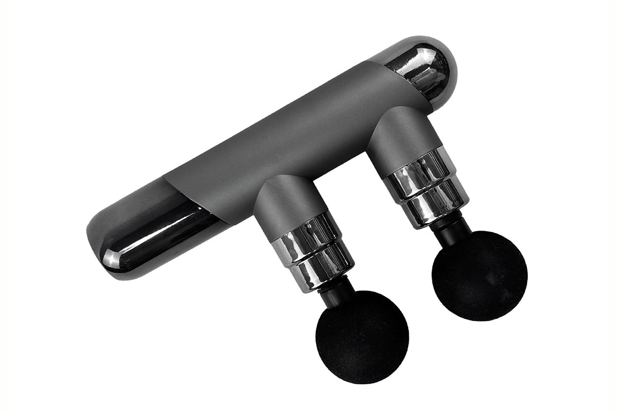 Dual Heads Massage Gun 6-Speed Deep Tissue Muscle Relax Massager with Extra 3 Pairs Replacement Heads