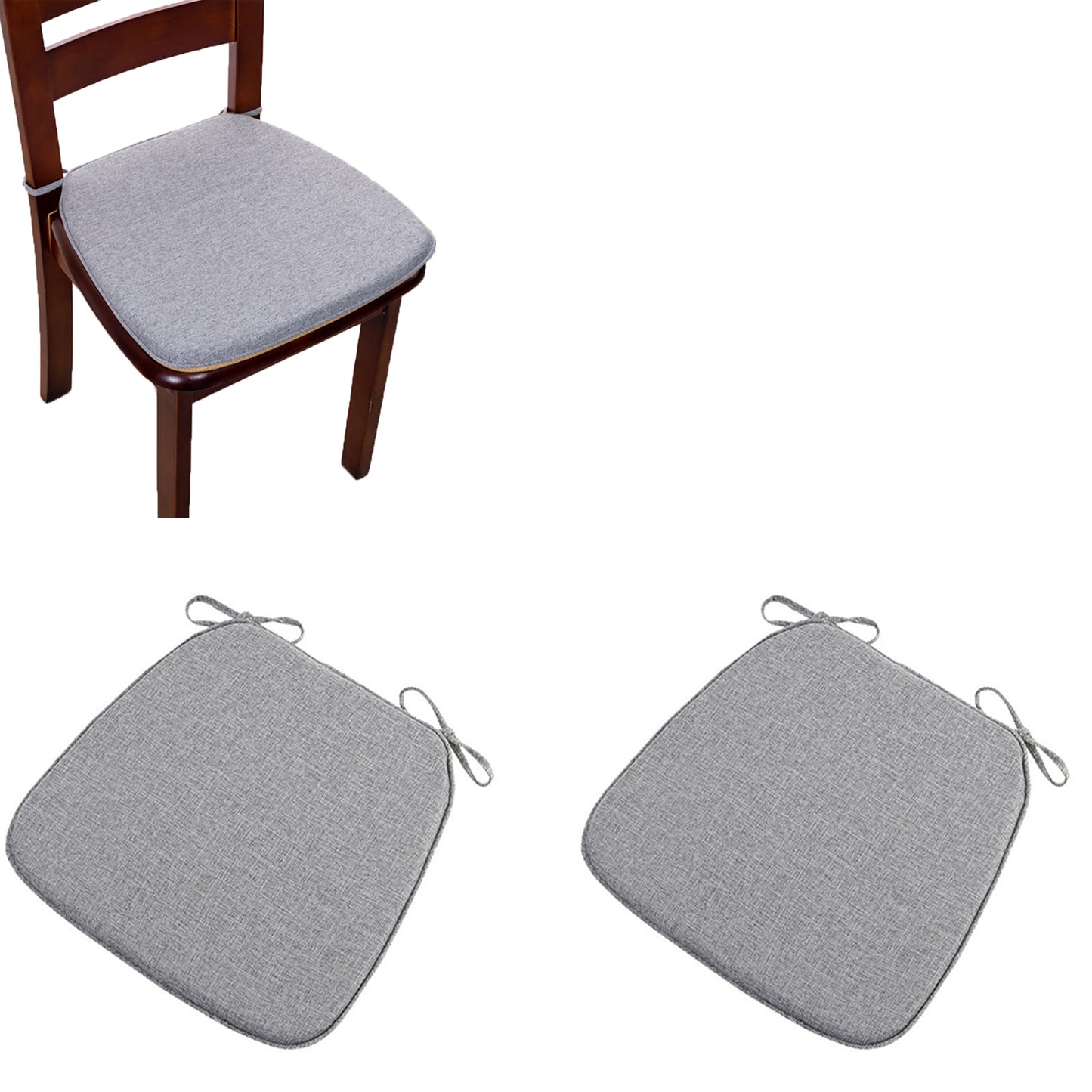 2Pcs Hoof-Shape Non-Slip Chair Cushion With Ties