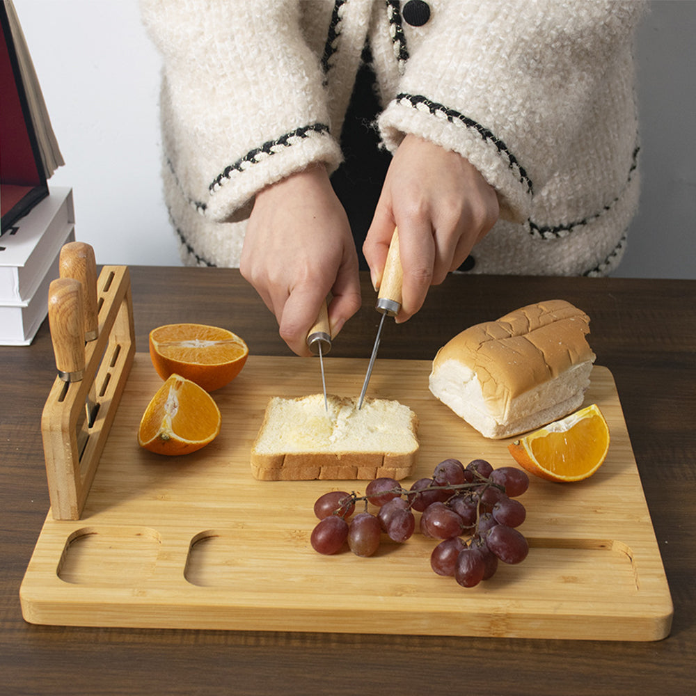 Bamboo Cheese Serving Board with Knife Holder