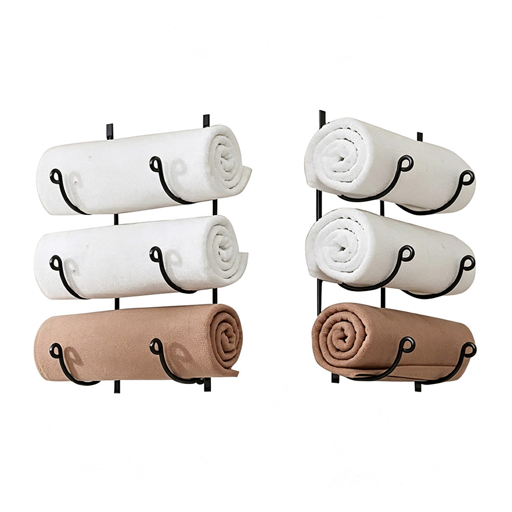 3-Tier Iron Wall-Mounted Bathroom Towel Rack for Vertical Storage