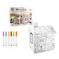 DIY Colorable Cardboard House with 6 Colored Pens-house