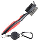 Dual Sided Golf Club Groove Cleaner Brush Tool with Retractable Carabiner