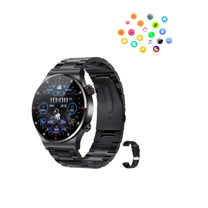 Bluetooth Smart Watch Sports Tracker with Heart Rate Monitor-1 Steel Strap and 1 Silicone Strap
