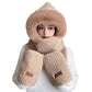 3-in-1 Winter Warm Plush Hooded Scarf Hat and Gloves