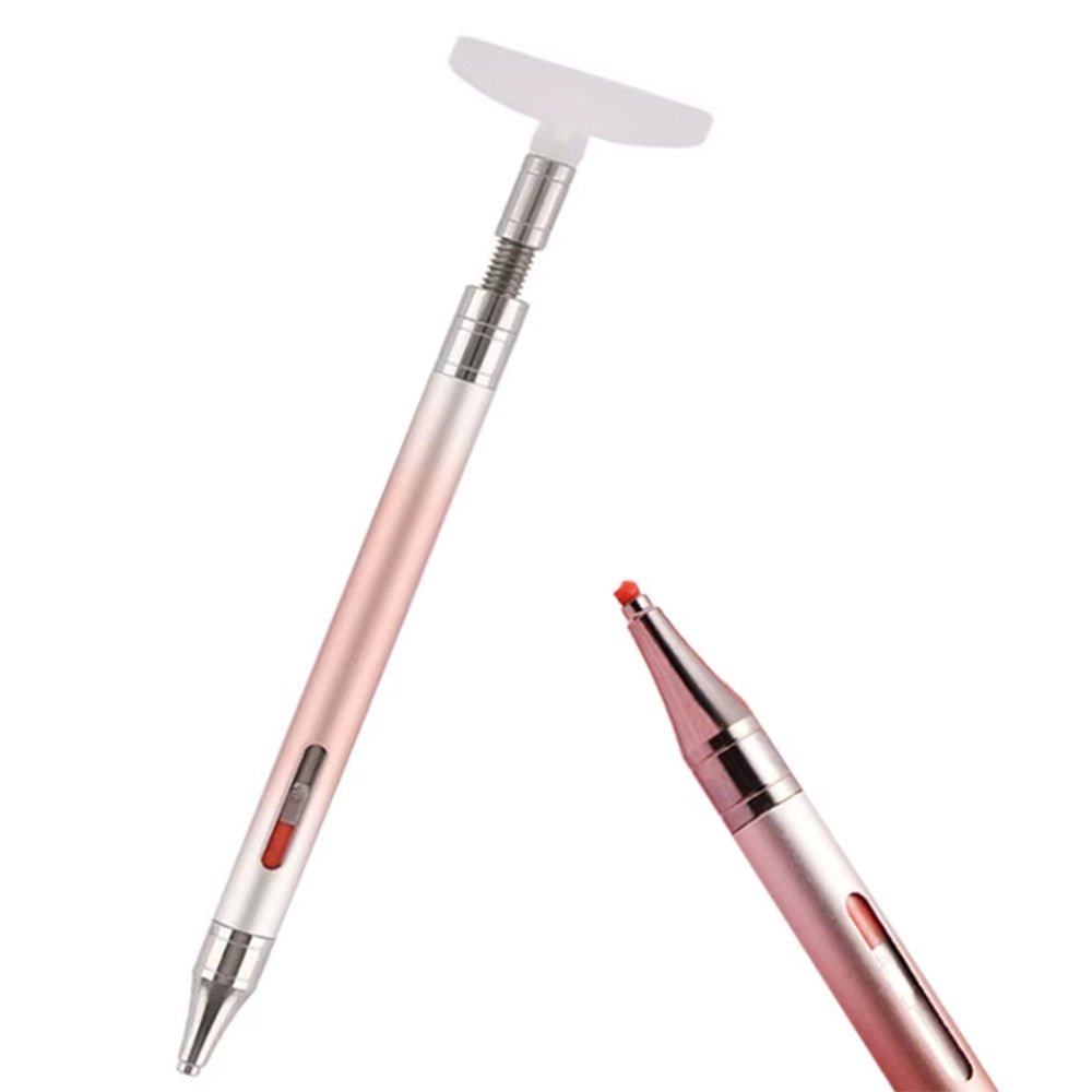 Dual Tip Rhinestone Painting Pen with Corrector and Viewing Window Pink