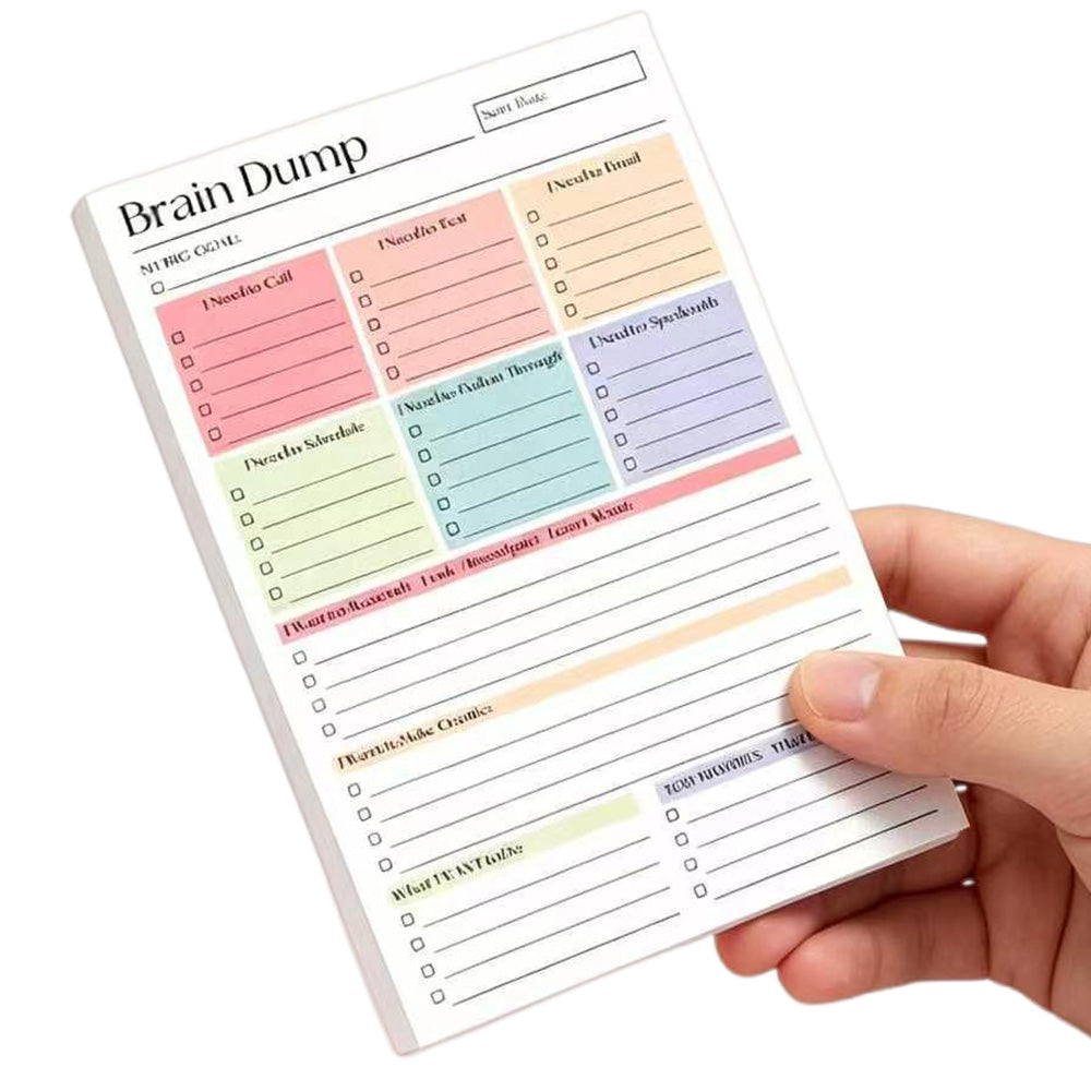Brain Dump Notepad Planner Notebook for Students Teachers and Office Staff