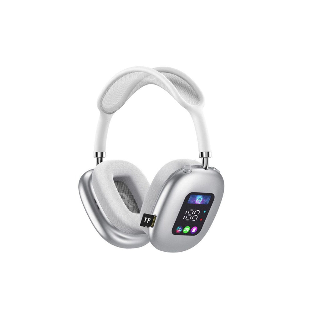 Wireless Bluetooth Headphone with LED Digital Display Screen Over-Ear Headset