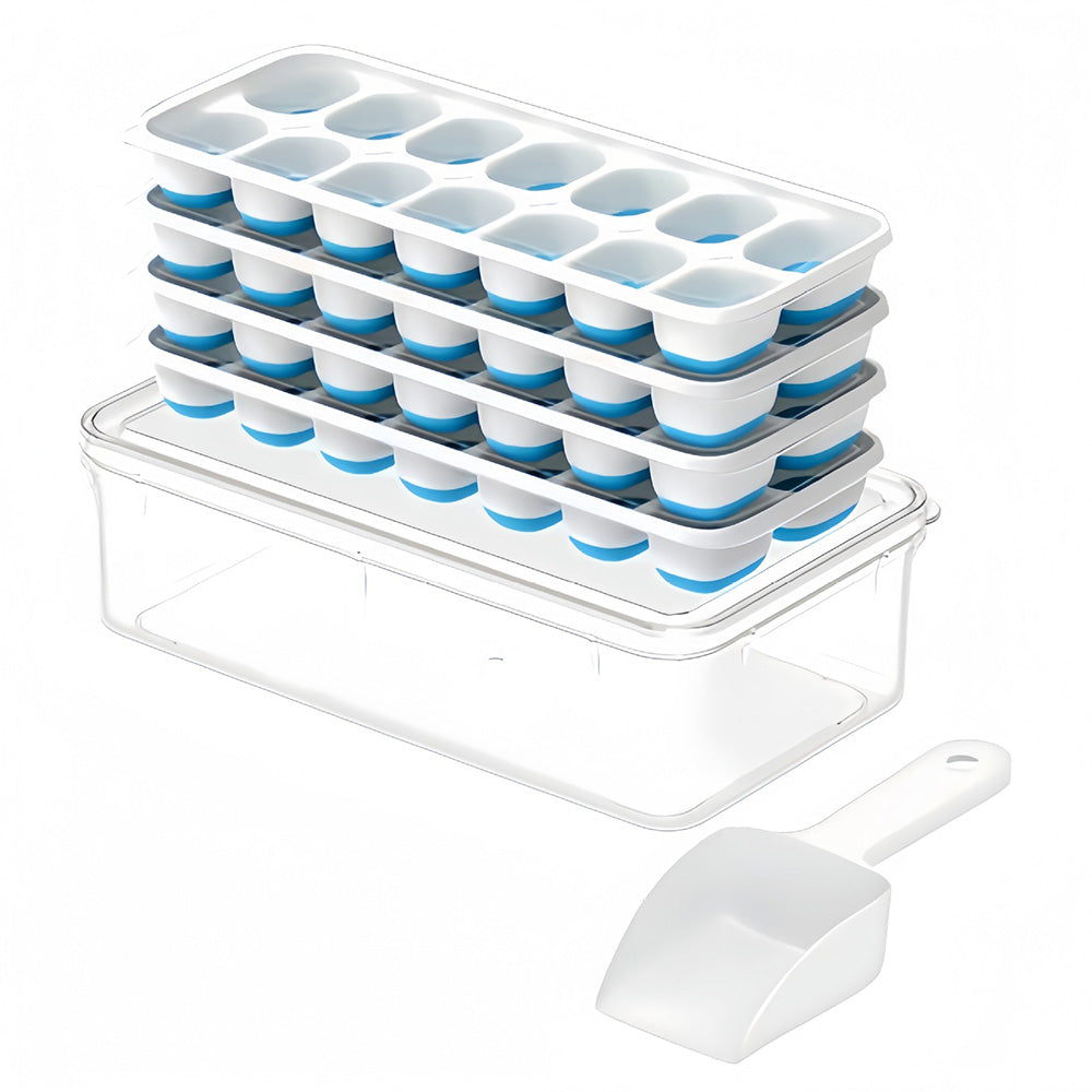 Large Capacity Ice Cube Tray Set with Storage Container and Scoop