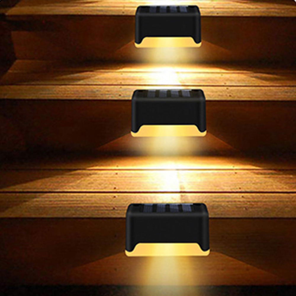 Warm Light Solar Powered Deck Lights for Outdoor Stairs and Fences Set of 4