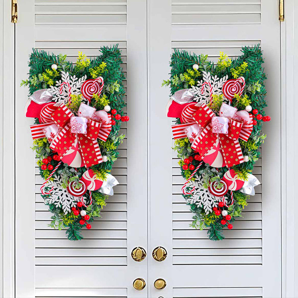 25x6x50cm Christmas Wreath Candy Cane Ornament Hanging Xmas Door Wall Decor
