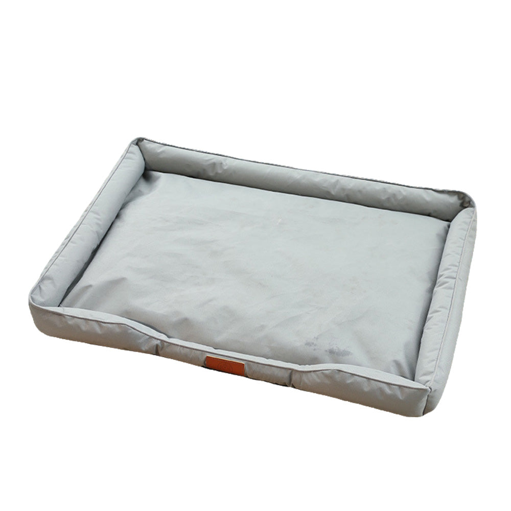 Square Raised Edge Oxford Fabric Sofa Pet Bed for Cats and Dogs-Grey