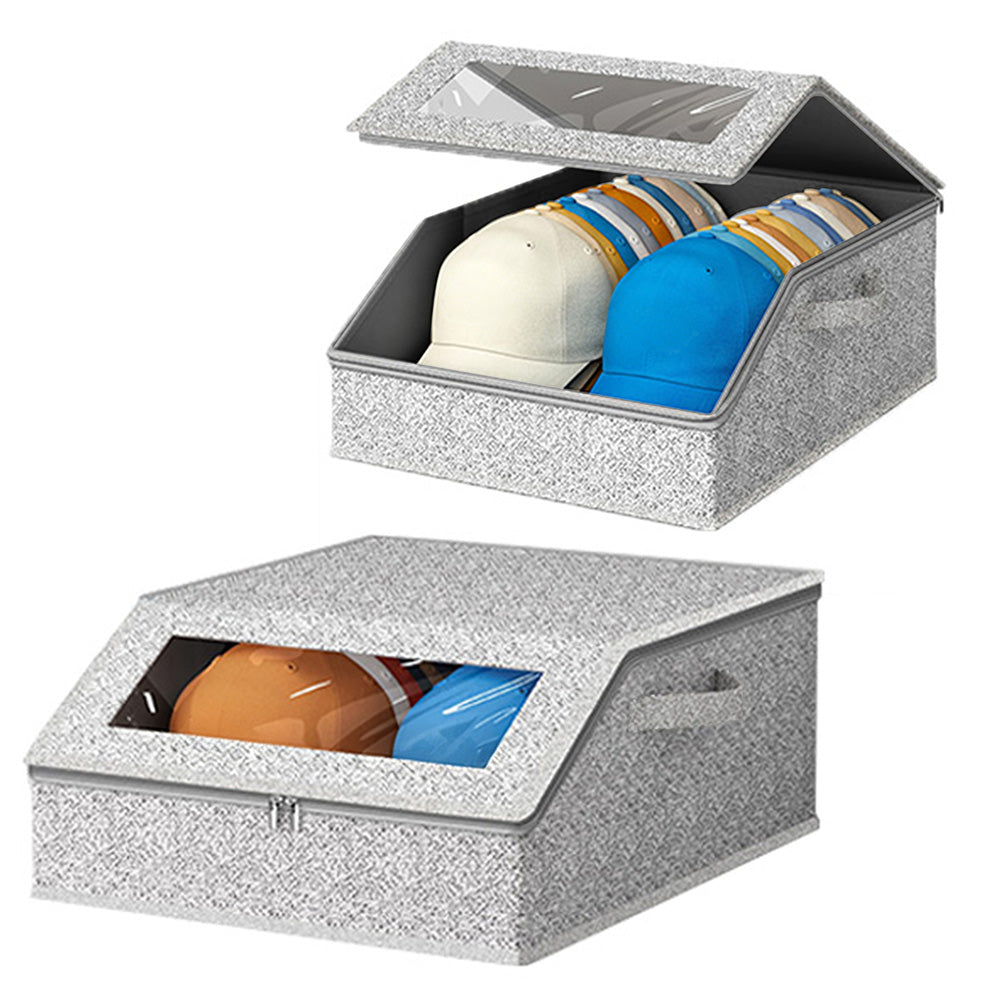 Large Capacity Hat Organizer Box Holds 30 Hats for Baseball Cap Wide Brim Cap