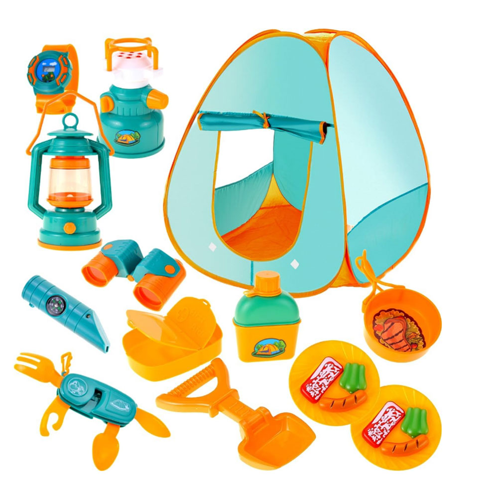 Kids Camping Set with Pop Up Tent Camping Gear Set Outdoor Toy Camping Tool Set