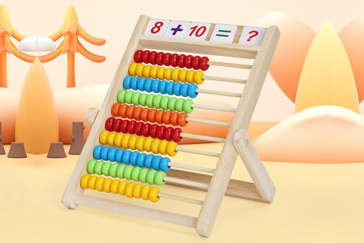 Wooden Abacus for Math with Counting Sticks Number Alphabet Cards Educational Toy