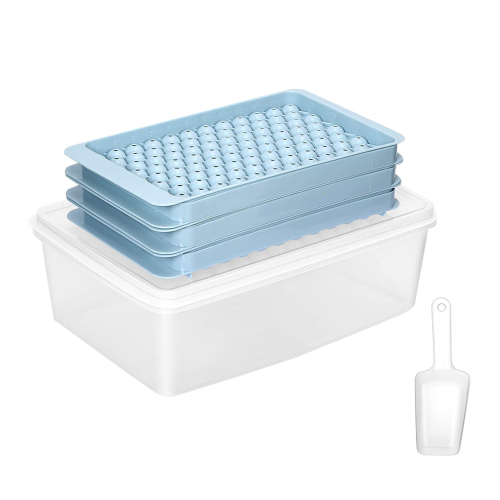 104 Grid Ice Ball Tray with Storage Bin Scoop Stackable Ice Cube Mold Set