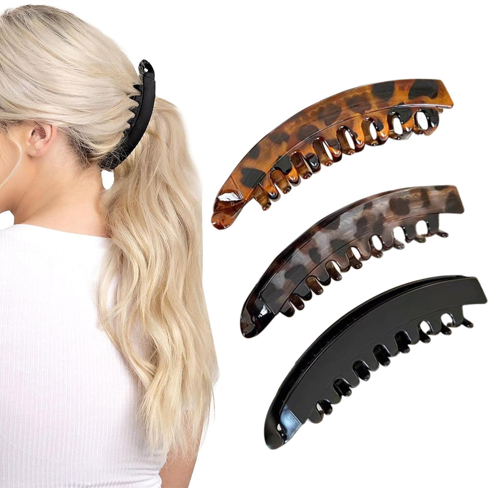 3 PCS Large Banana Hair Clips for Women High Ponytail Styling