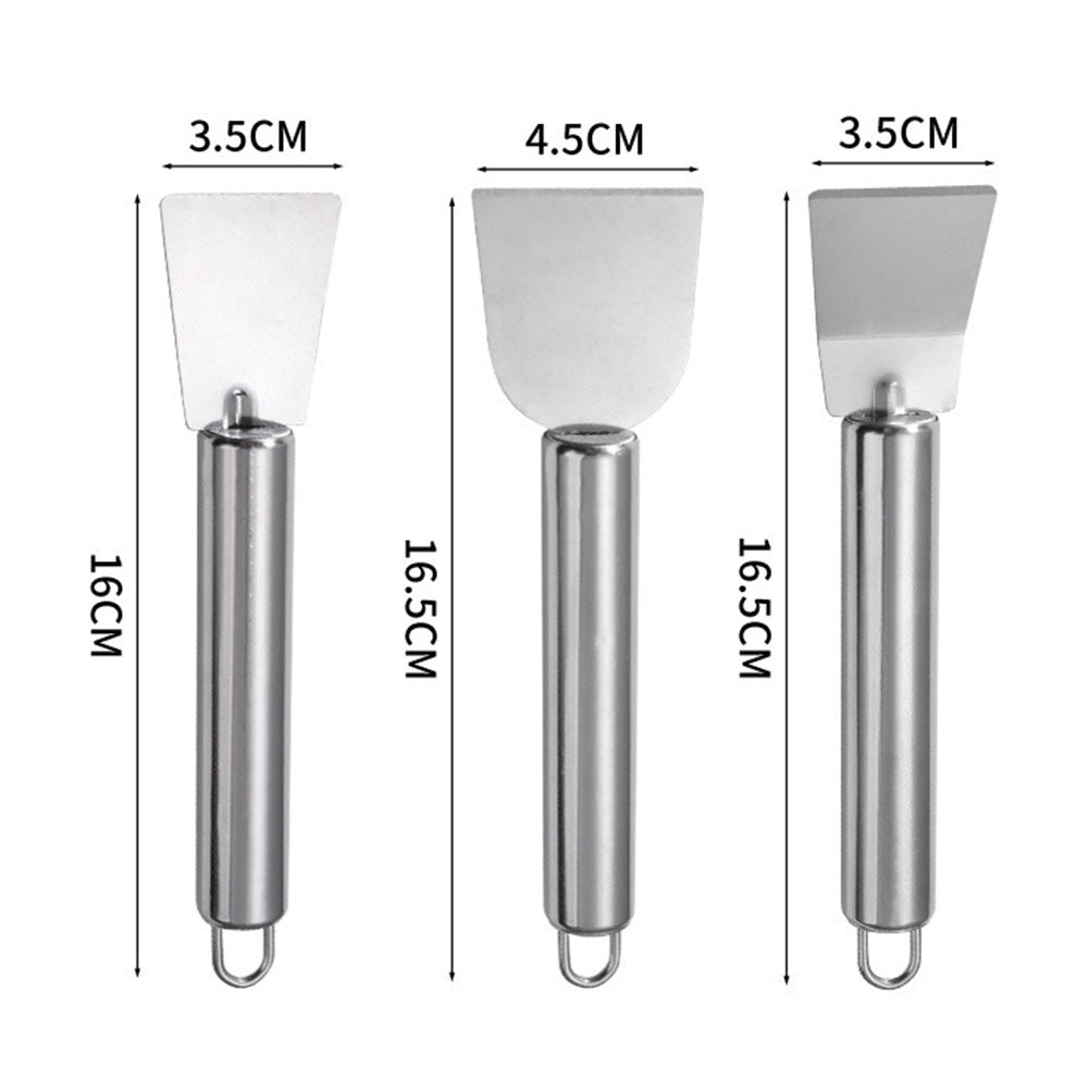 3 Piece Stainless Steel Ice Scraper Kit for Freezer Kitchen Grease Adhesive