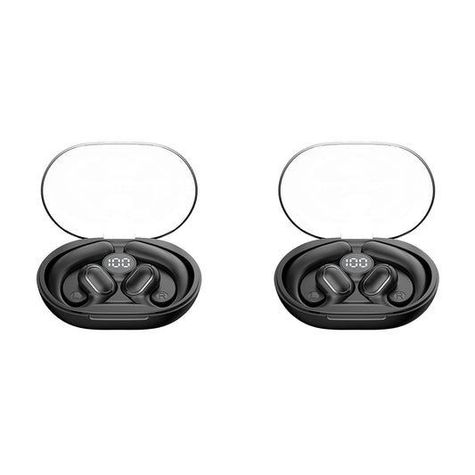 2Pcs Open Ear Headphones With Digital Display Charging Case Bluetooth 5.3 Wireless Sports Headphones