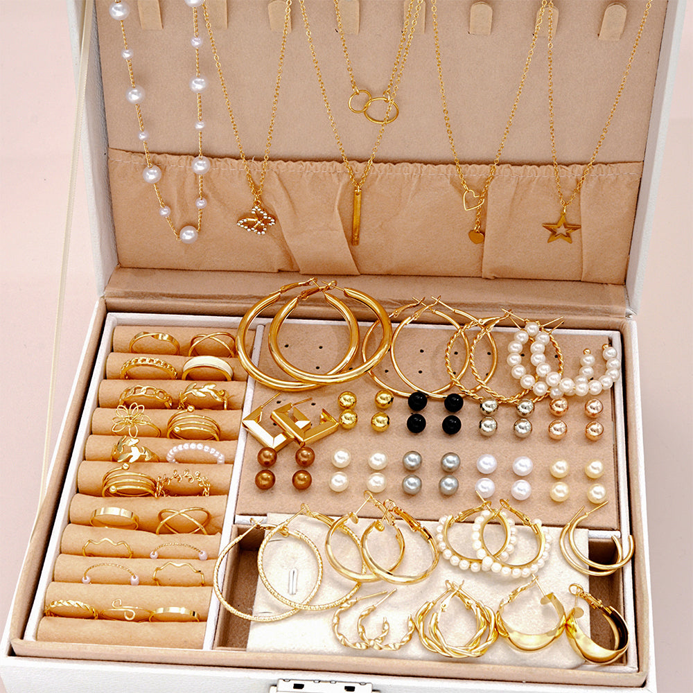 56Pcs Womens Jewellery Set Vintage Elegant Necklace Earrings Bracelet Ring Collection Gift Set