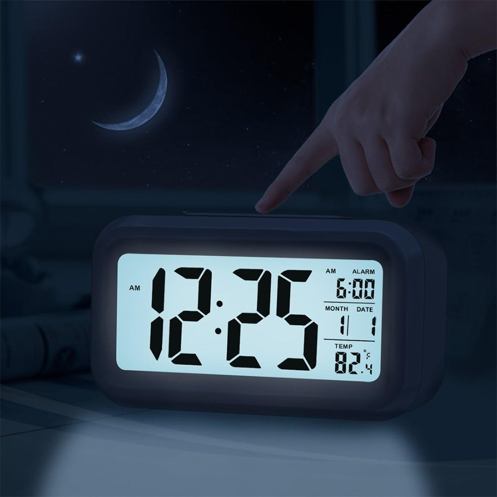 Digital Alarm Clock Battery Operated with Night Light and Indoor Temperature