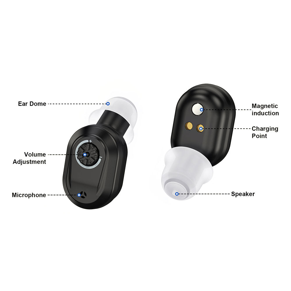 1 Pair Invisible Digital Hearing Aids Rechargeable Mini Sound Enhancer Amplifier