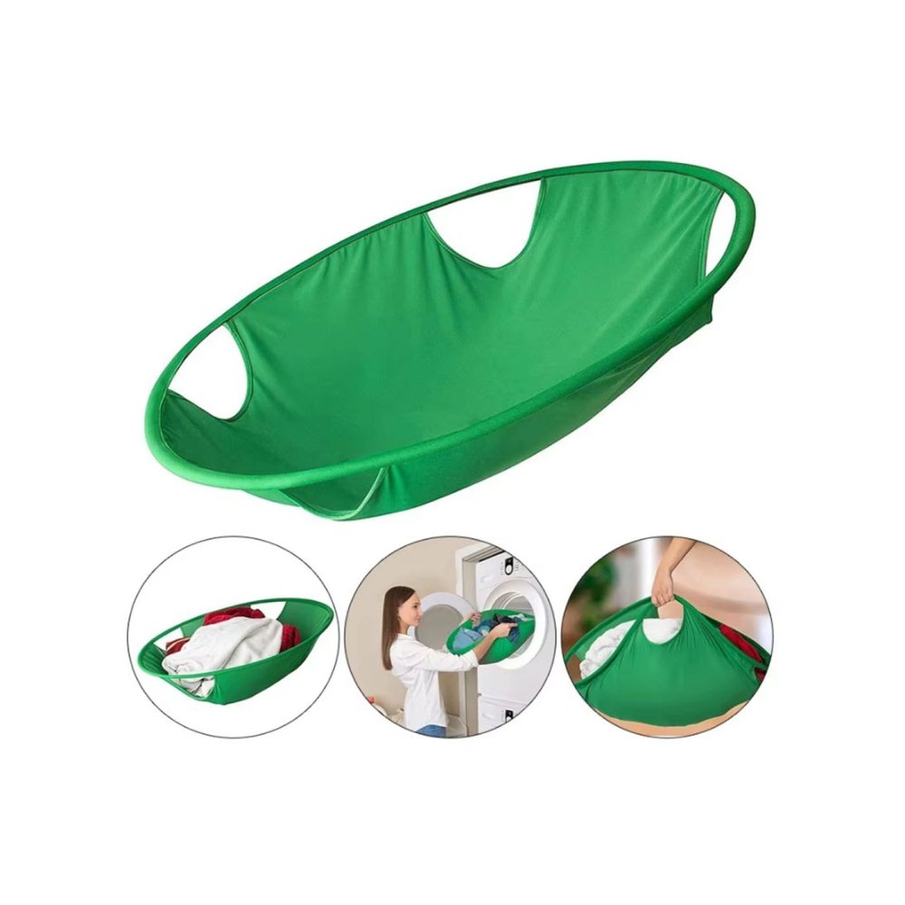 Portable Foldable Green Clothes Storage Basket for Dirty Clothes