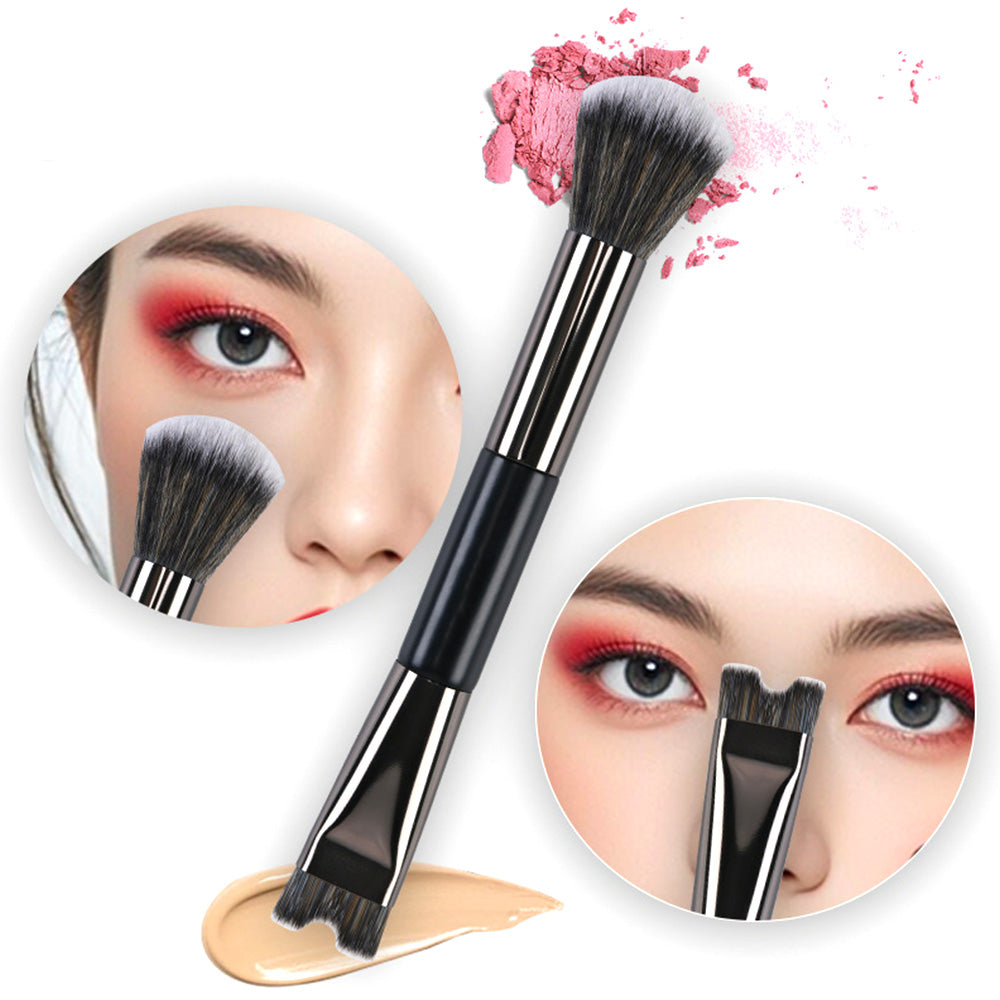 Nose Contour Brush Set with 2-in-1 U-Shaped Brush and Angled Flat Brush