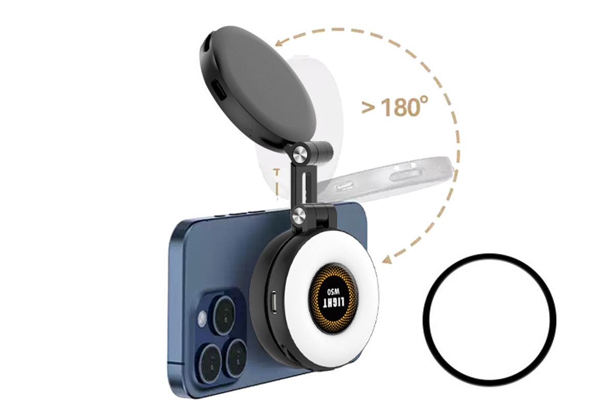 2Pcs Magnetic Phone Ring Light 3 Color Dimmable Fill Light Rechargeable Selfie Light