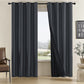2 Pack 100 Percent Blackout Curtains with Black Liner for Bedroom Living Room and Office-Black