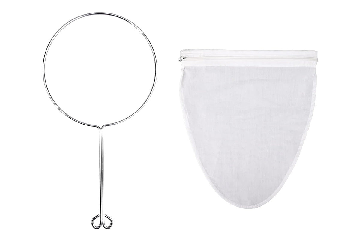 Reusable Mesh Filter Bags with Stainless Steel Handle Frame for Nut Milk Coffee
