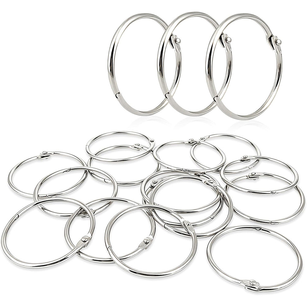 100 Pack Nickel Plated Metal Hinged Binder O Rings for Keys and Scrapbooks