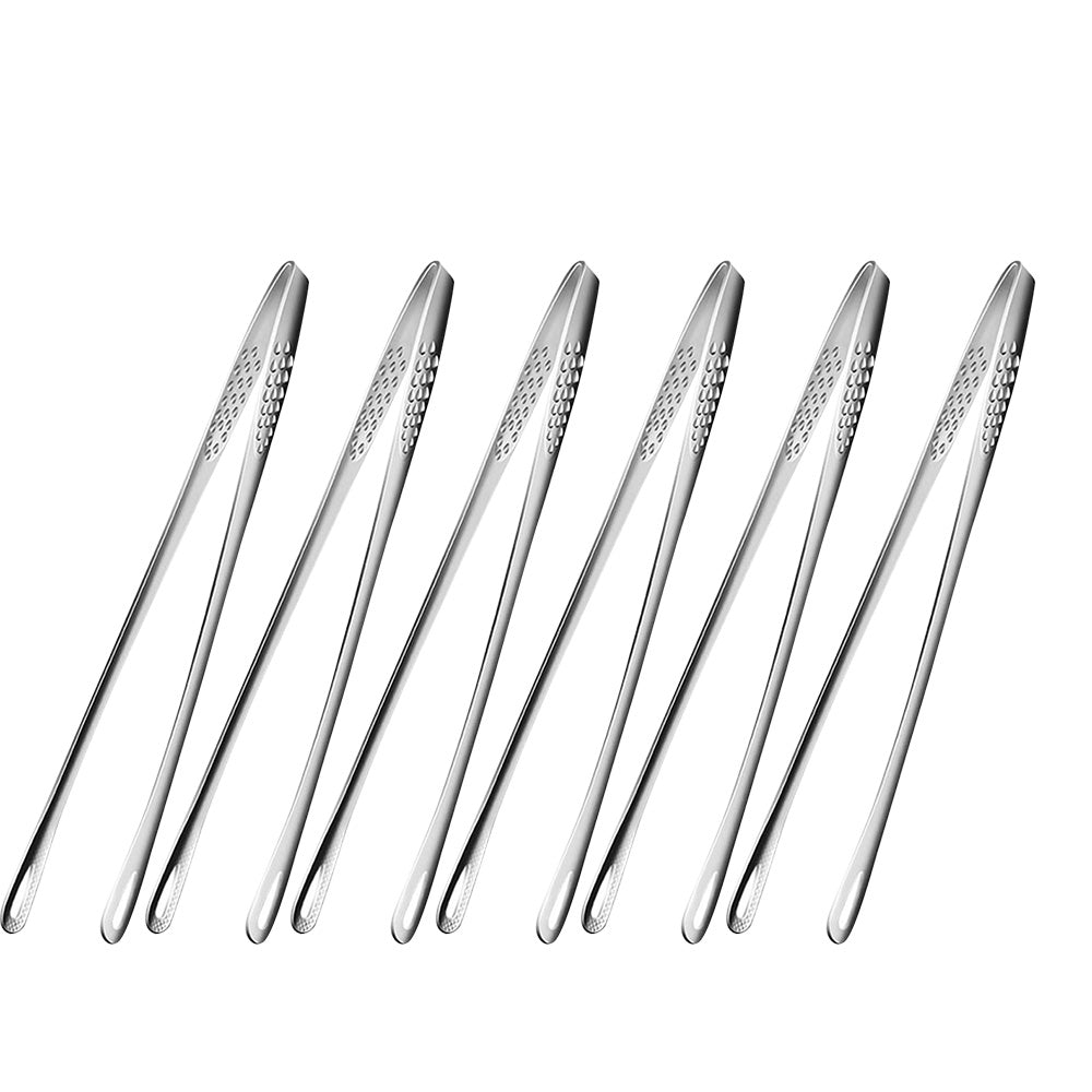 6 Stainless Steel Long Handle Food Tongs Grill Tweezers