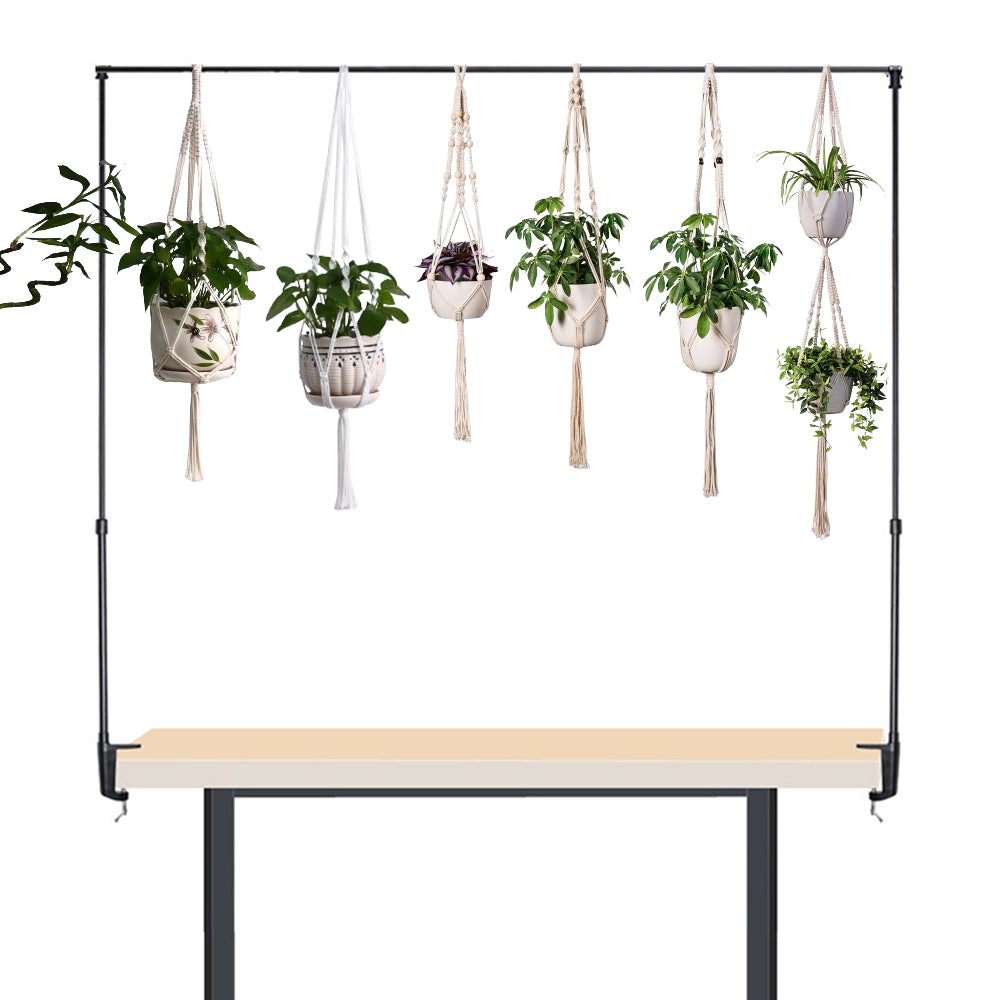 Metal Adjustable Plant Hanger Rail Pole with Clamp