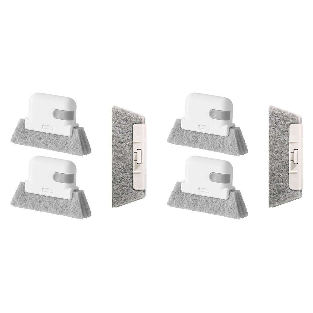 2Pcs Handheld Window Groove Door Rail Crevice Cleaning Brush with Replacement Cloth